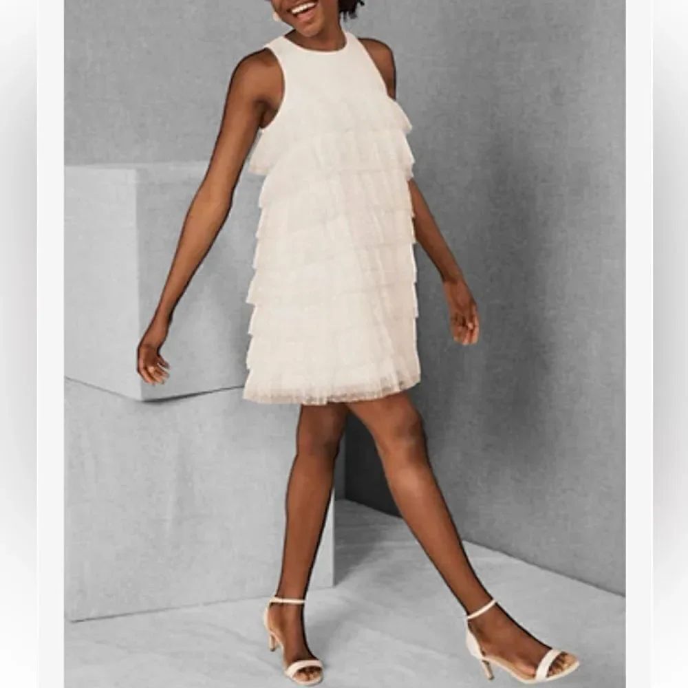 Sachin & Babi White Lace Mini Ruffle Dress(Size 10)